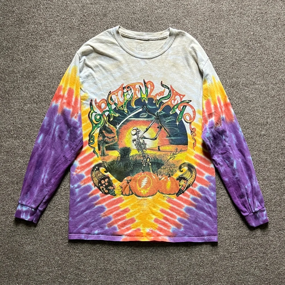 Grateful Dead Fall Tour 1994 Tie Dye Pumpkin Long Sleeve Shirt Sundog Tag Size M